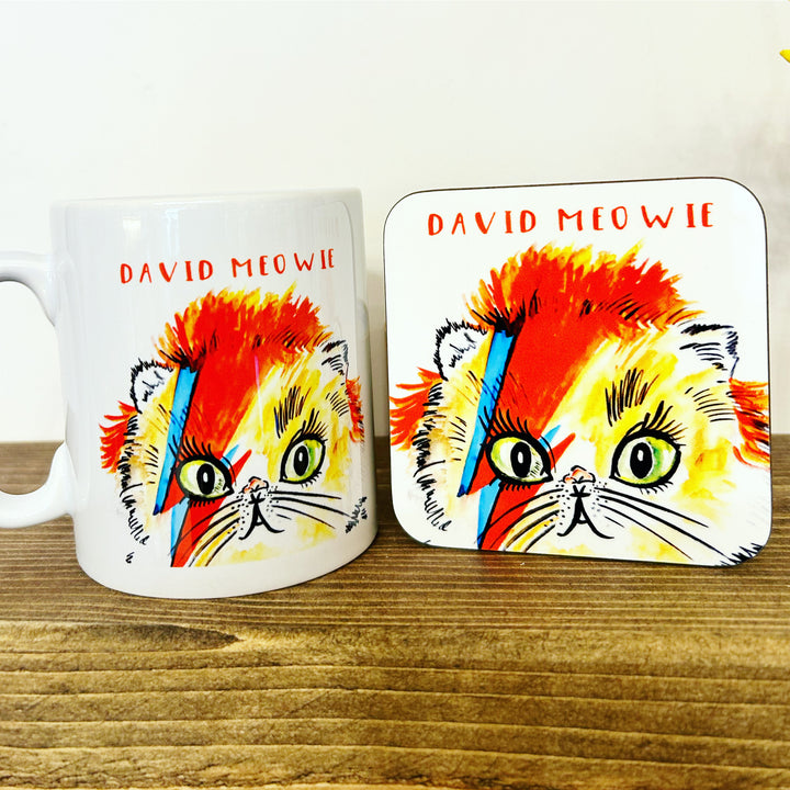 David Meowie Mug & Coaster Set