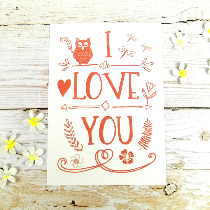 I Love You (Owl) Postcard