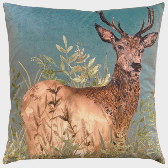 Willow Stag Cushion Cyan