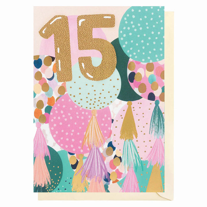 15th Birthday balloons Card