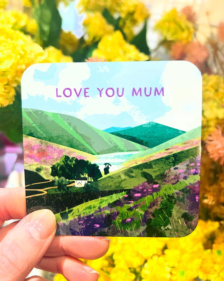 Love You Mum Scottish Heather Coaster