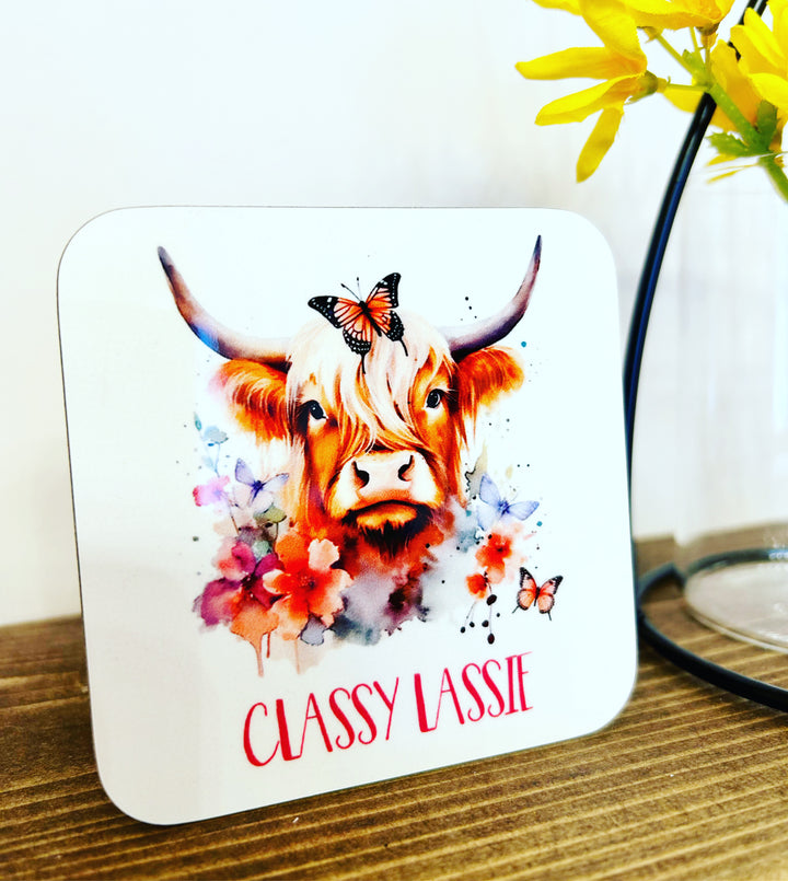 Classy Lassie Highland Cow Coaster