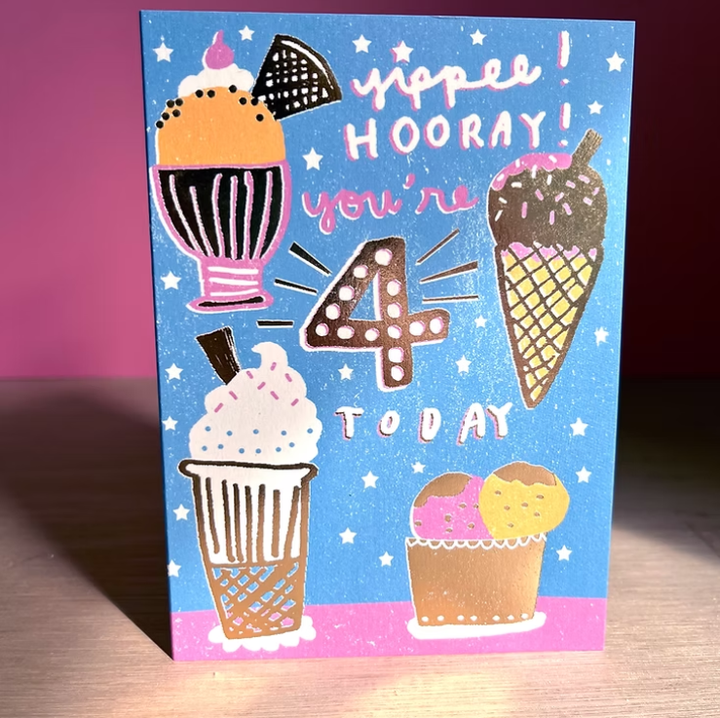 Ice Creams 4th Birthday Card