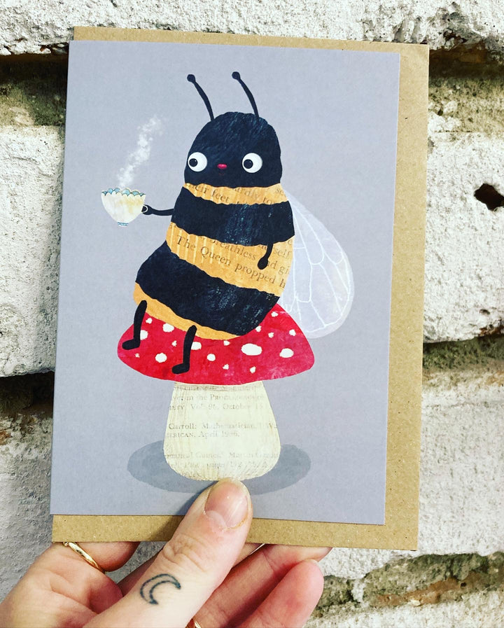 Bumblebee Sipping Tea Card
