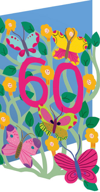 60th Floral Lasercut 60th Birthday Card