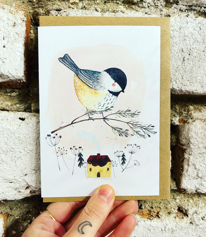 Chickadee & House Birdy Card
