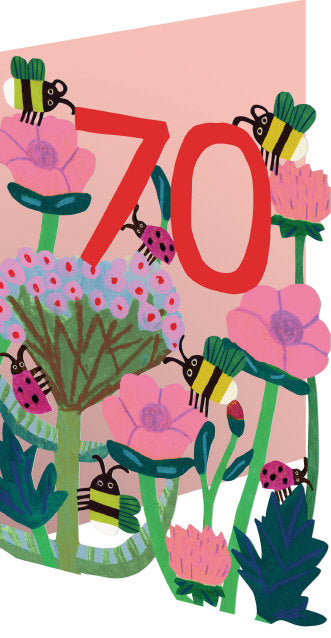 70th Lasercut Flowers 70th Birthday Card