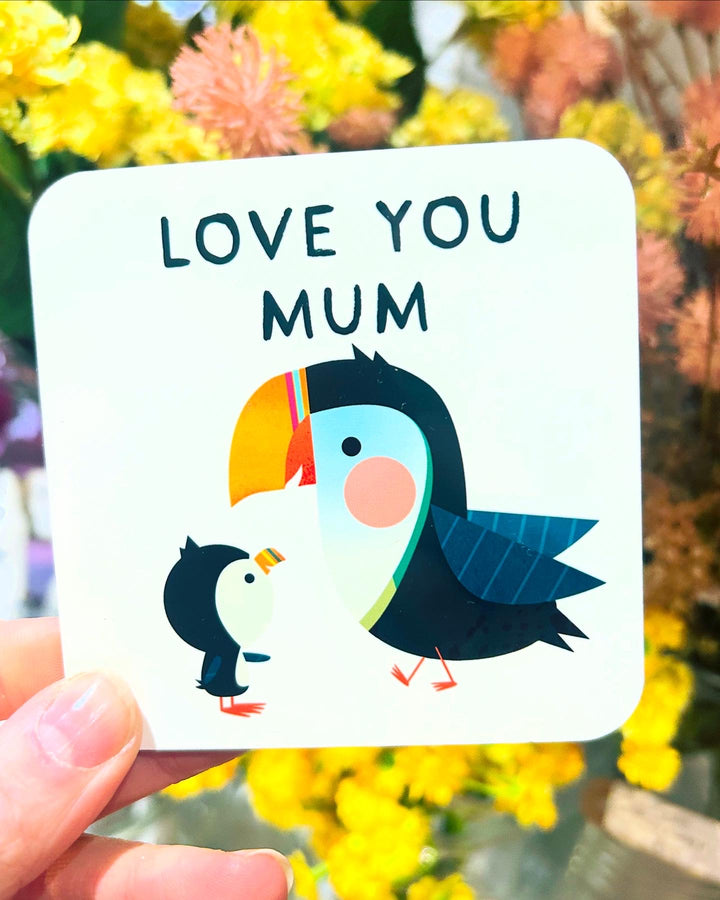 Love You Mum Puffin Coaster