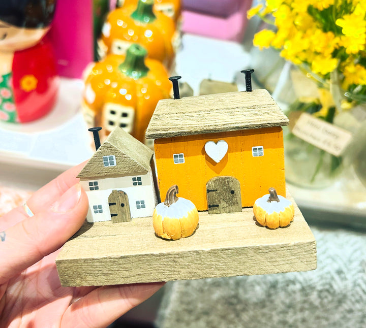 Little Autumnal House with Pumpkins Decoration