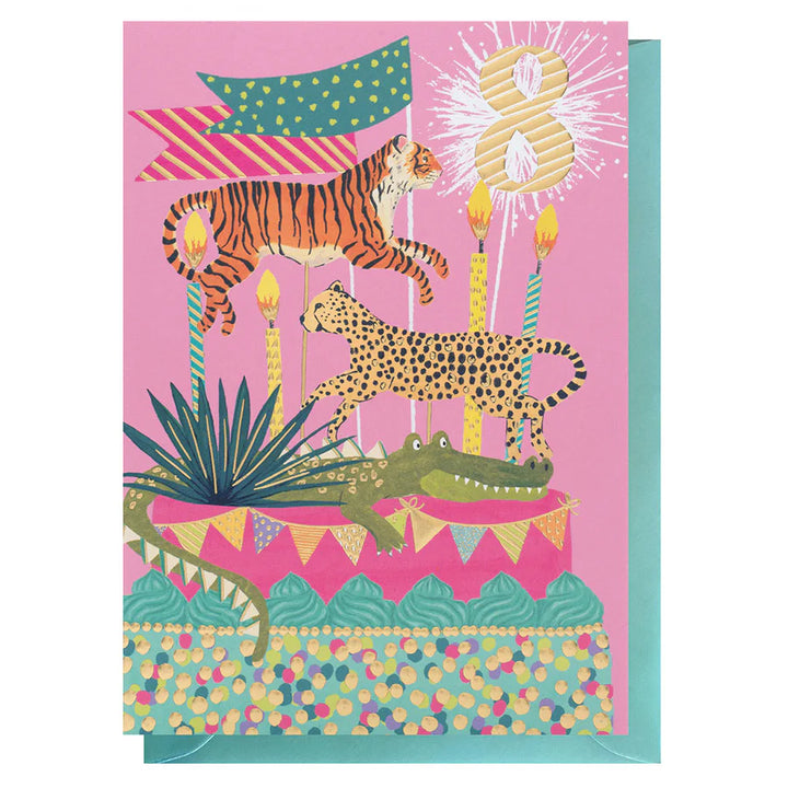 8th Birthday Big Cats Card