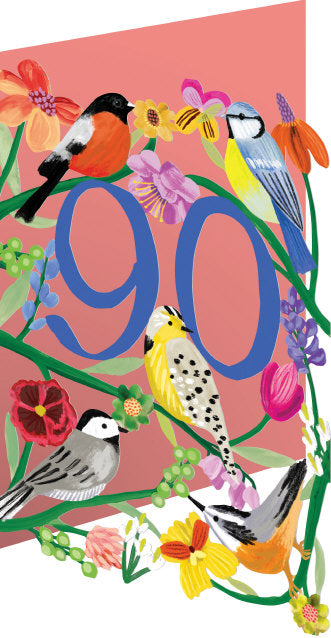Floral 90th Birthday Lasercut Card