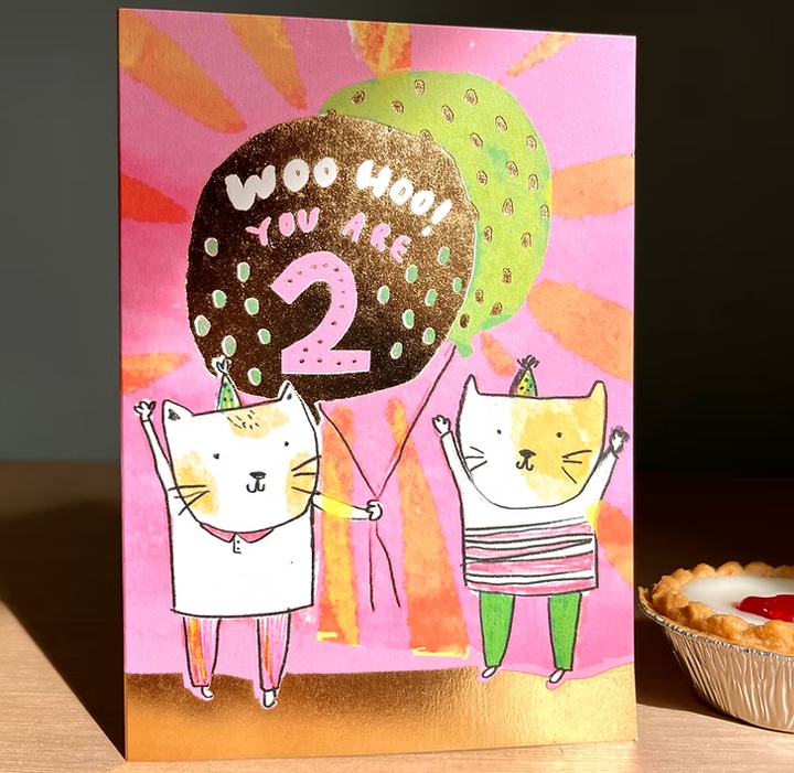 Party Cats 2nd Birthday Card