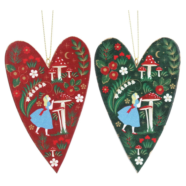 Red/Green Alice in Wonderland Heart Decoration