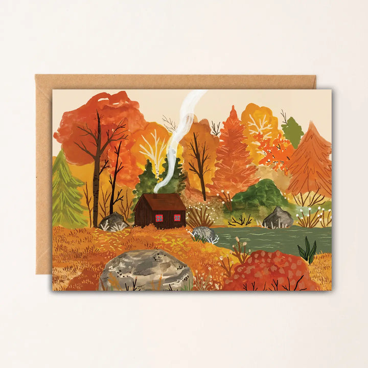 Autumn Cabin Blank Card