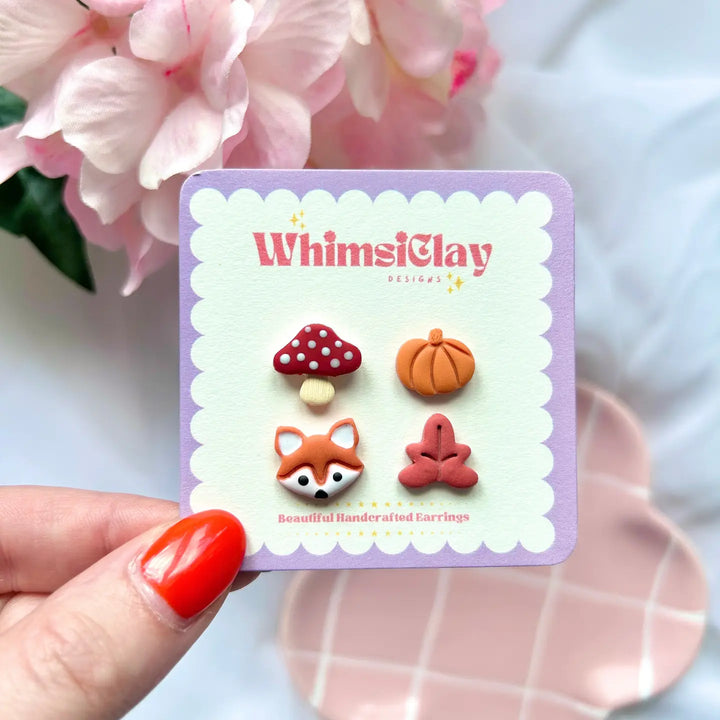 Cute Autumn Set Clay Stud Earrings