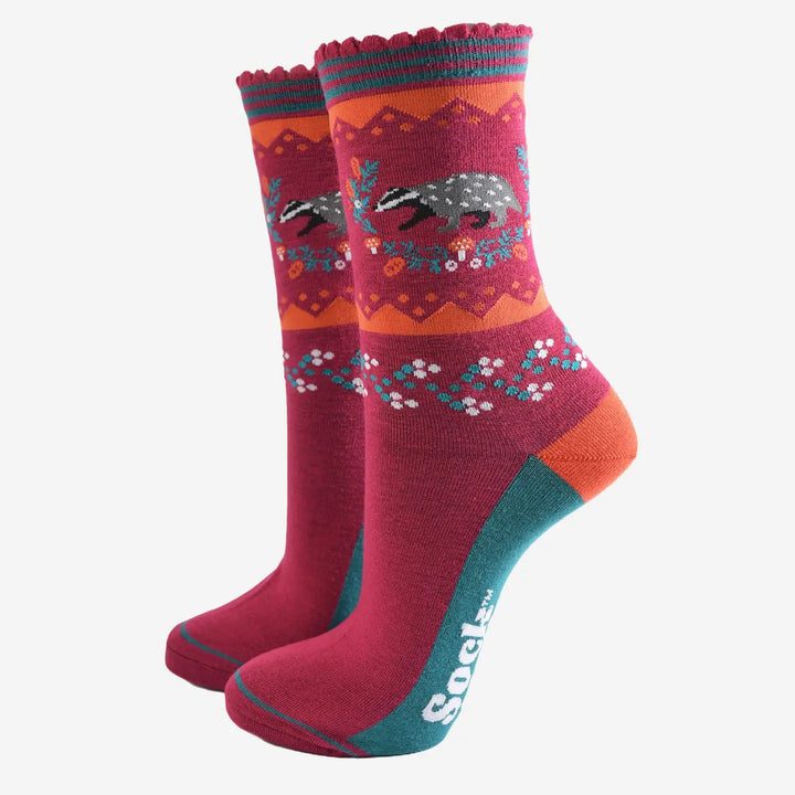 Women's Bamboo Socks Woodland Badger