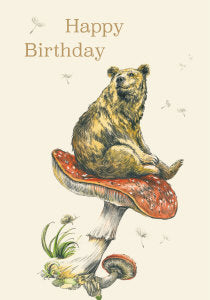 Woodland Bear Toadstool Birthday Card