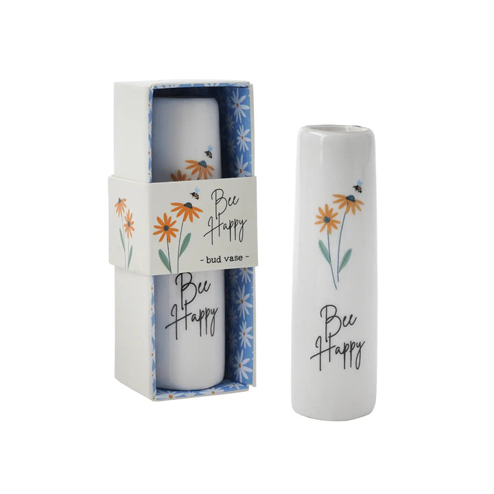 'Bee Happy' Ceramic Bud Vase in Gift Box