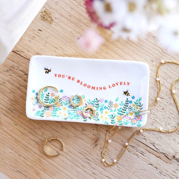 Blooming Lovely Rectangular Floral Trinket Dish