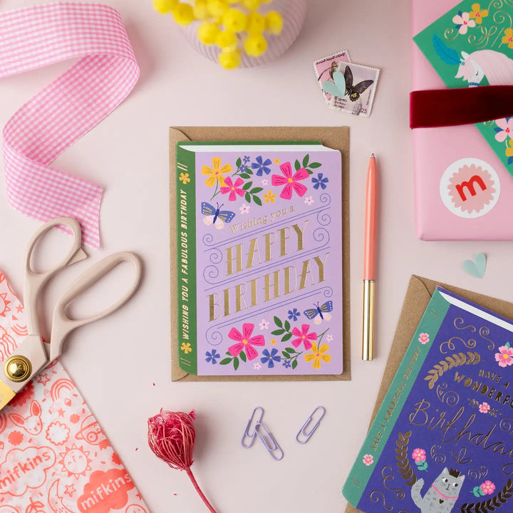 Book Print Birthday Card
