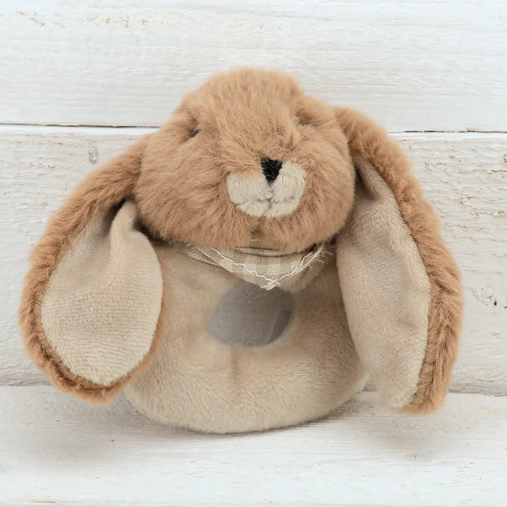 Cuddly Soft Brown Bunny Baby Rattle