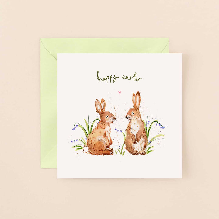 Two Bunnies Happy Easter Card