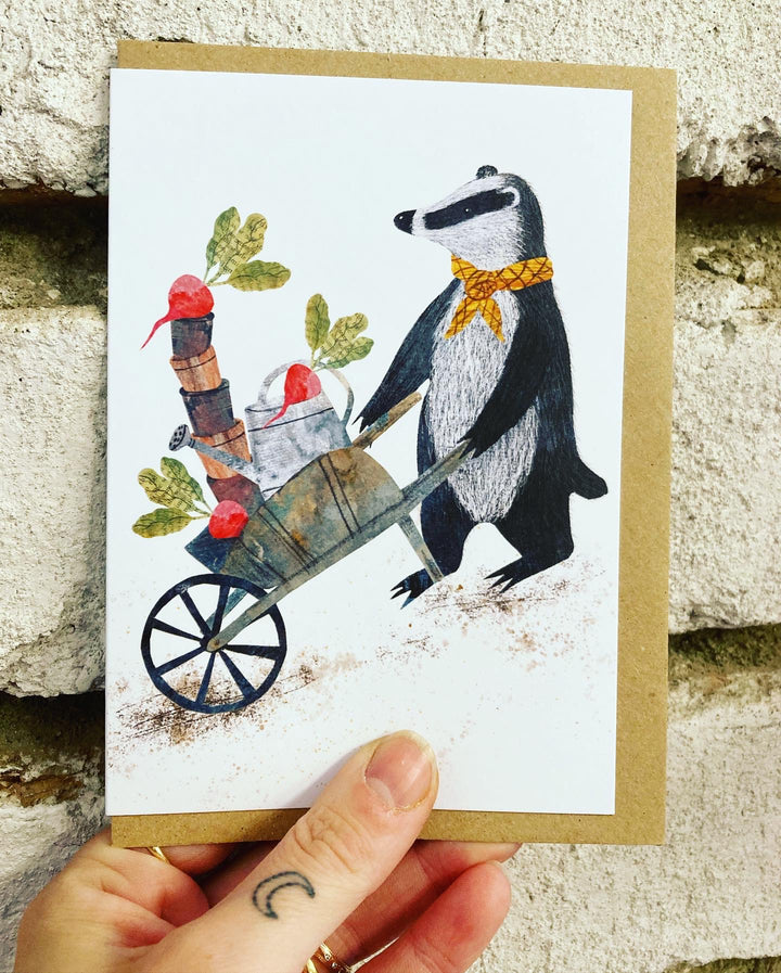 Badger With Wheelbarrow Card