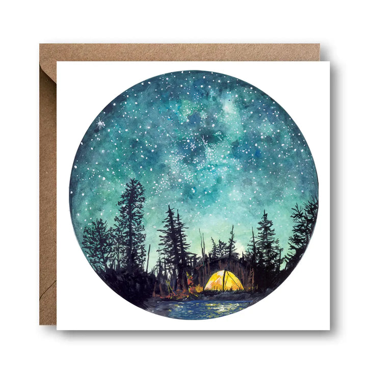 Camping at Night Blank Card