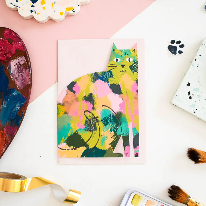 Splodge Cat Cut Out Card