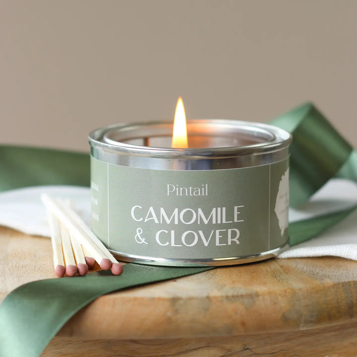 Camomile and Clover Paint Pot Small Tin Candle