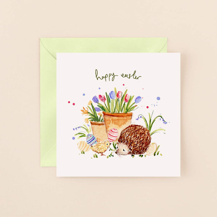 Chick & Hedgehog Happy Easter card