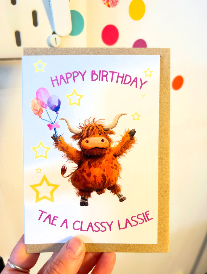 HIGHLAND COO BIRTHDAY CLASSY LASSIE CARD