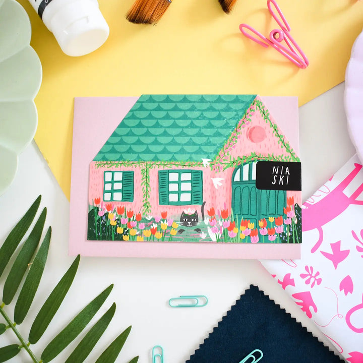 Clawed Monet Cut Out House Art Card