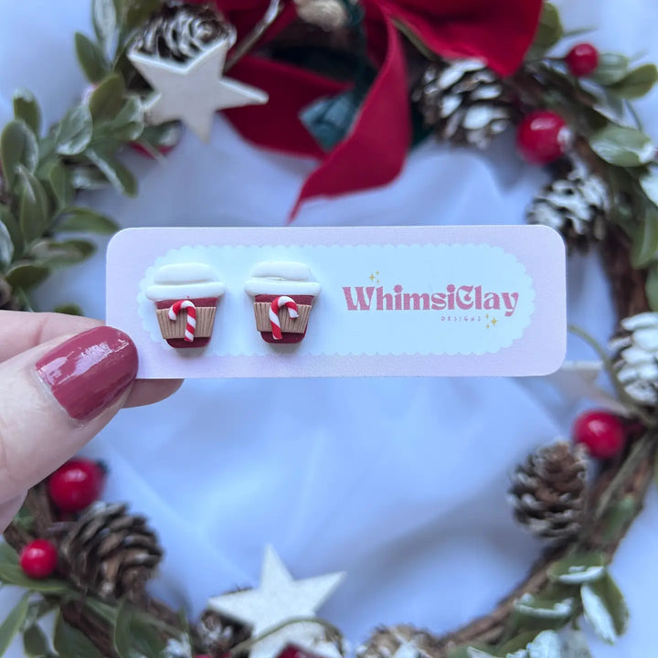 Christmas Hot Drink Clay Stud Earrings