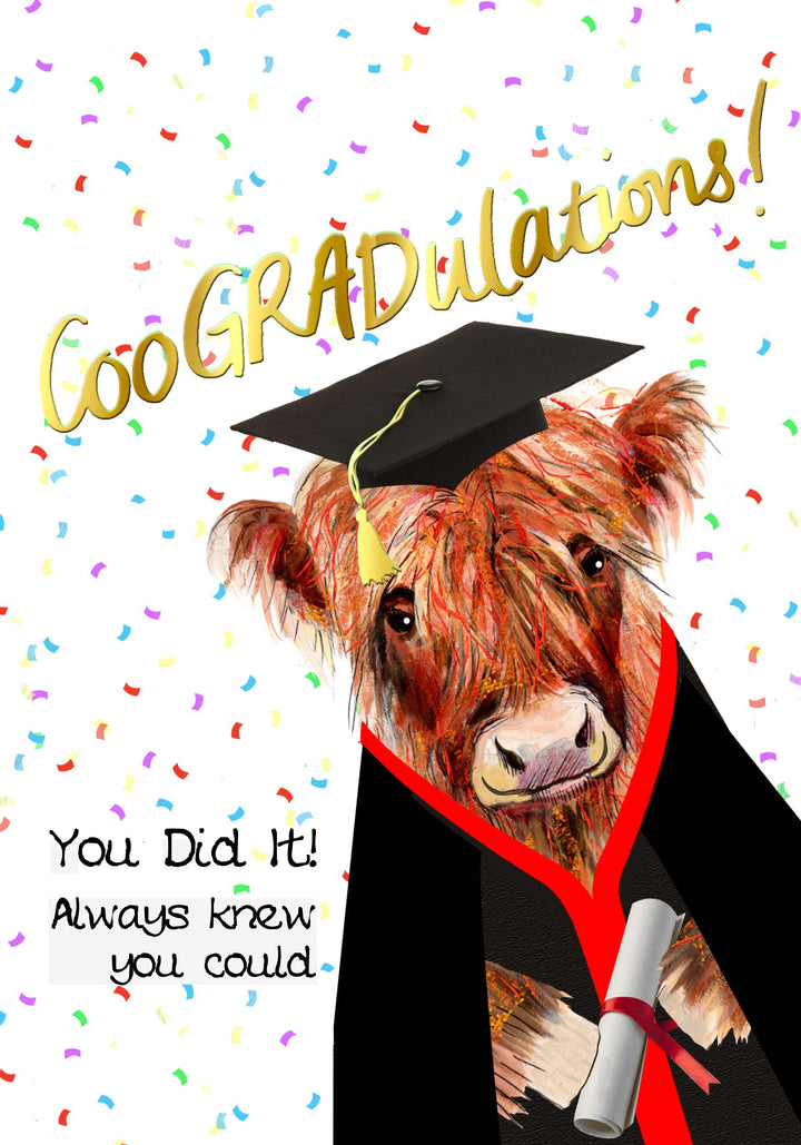 Coograduation Highland Cow Graduation Card