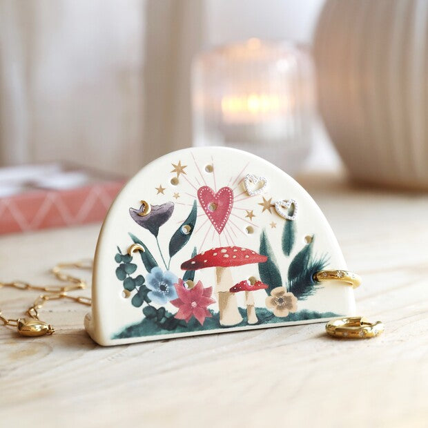 Cosy Floral Heart Ceramic Earring Holder