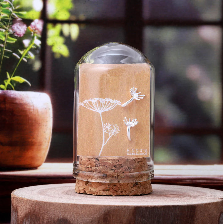 Silver Cow Parsley Flower Earrings in Bottle