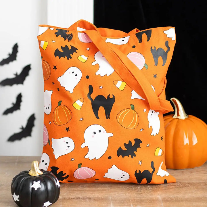 Sweet and Spooky Ghost Halloween Print Polycotton Tote Bag