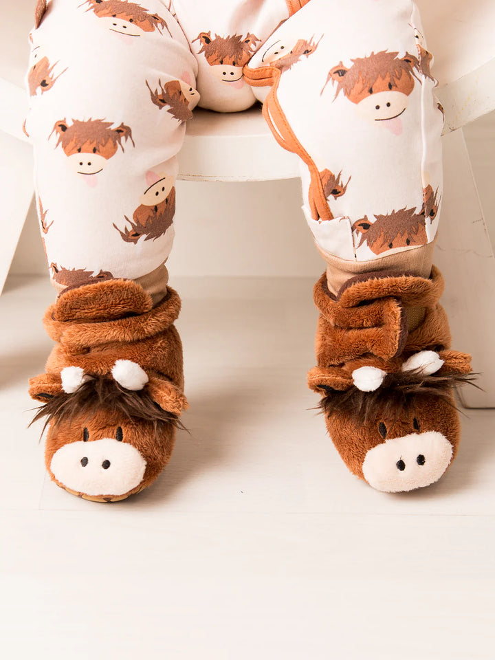Fluffy Highland Cow Baby Booties