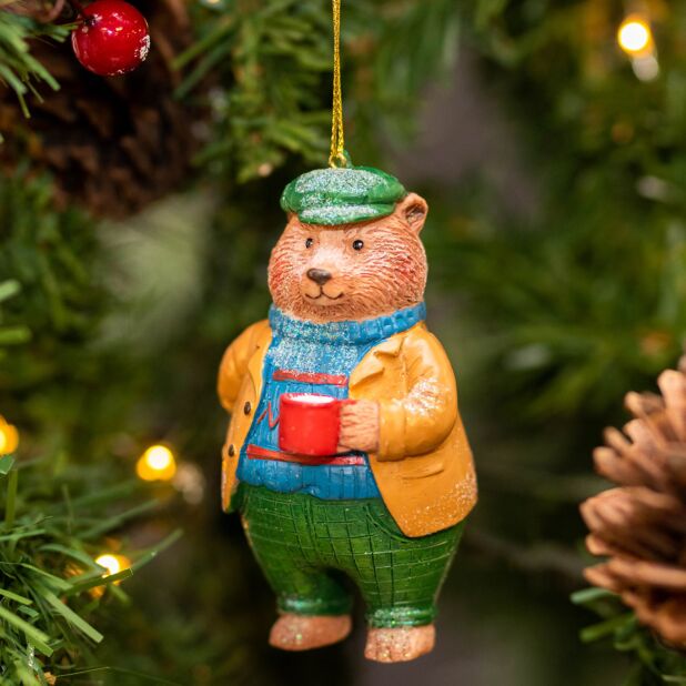 Resin Daddy Bear with Cuppa Decoration