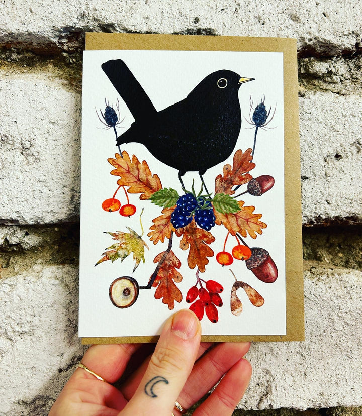 Autumn Blackbird Card