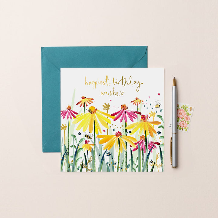 Echinacea Floral Birthday Card