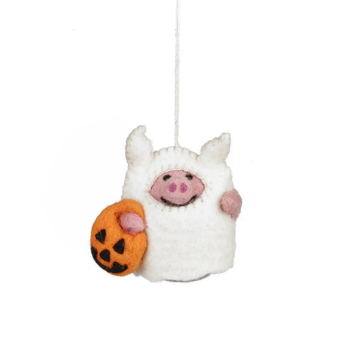 Handmade Felt Boo! Pig Hanging Halloween Decoration