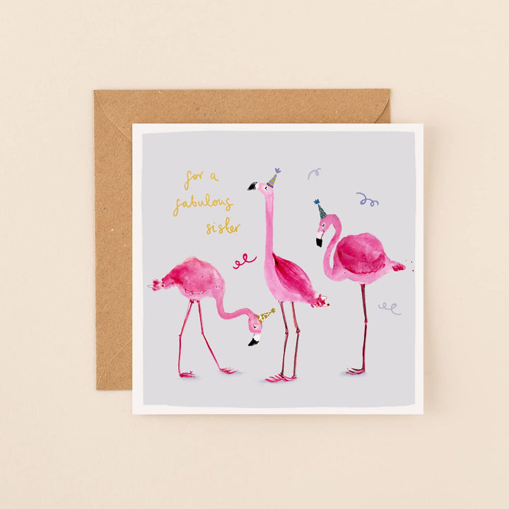 Flamingo Fabulous Sister Card