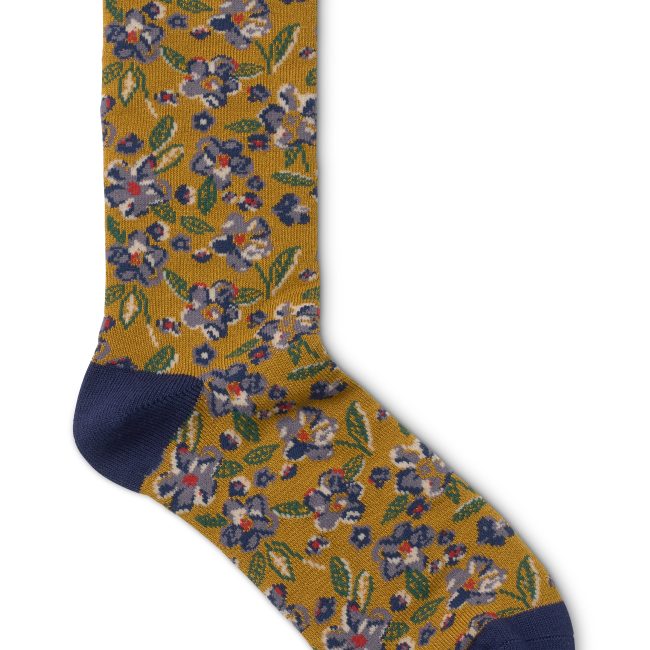WOMENS SOCKS – FLORAL MUSTARD