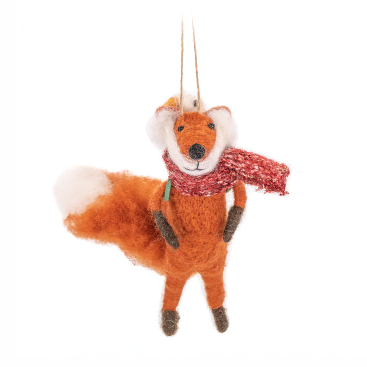 Fox with Duck in Backpack Felt Decoration