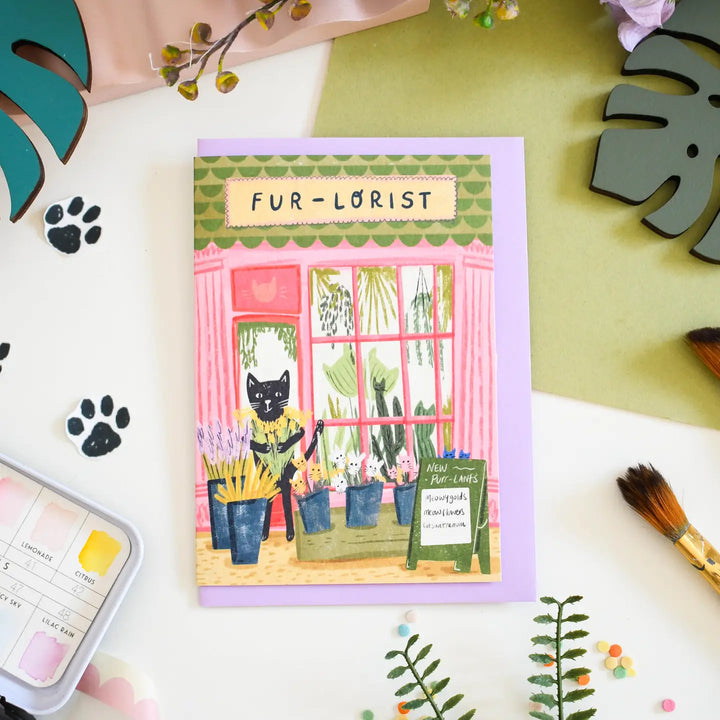 Fur-lorist - Flower Shop and Cat Card