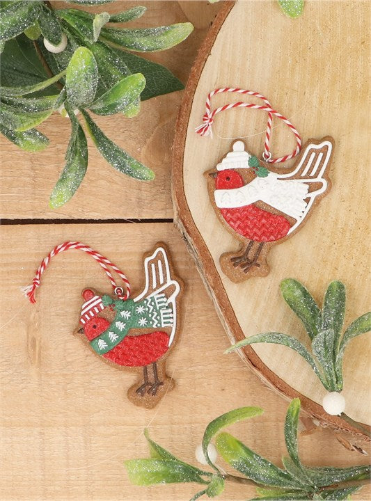 Resin Dressed Gingerbread Robin Decoration