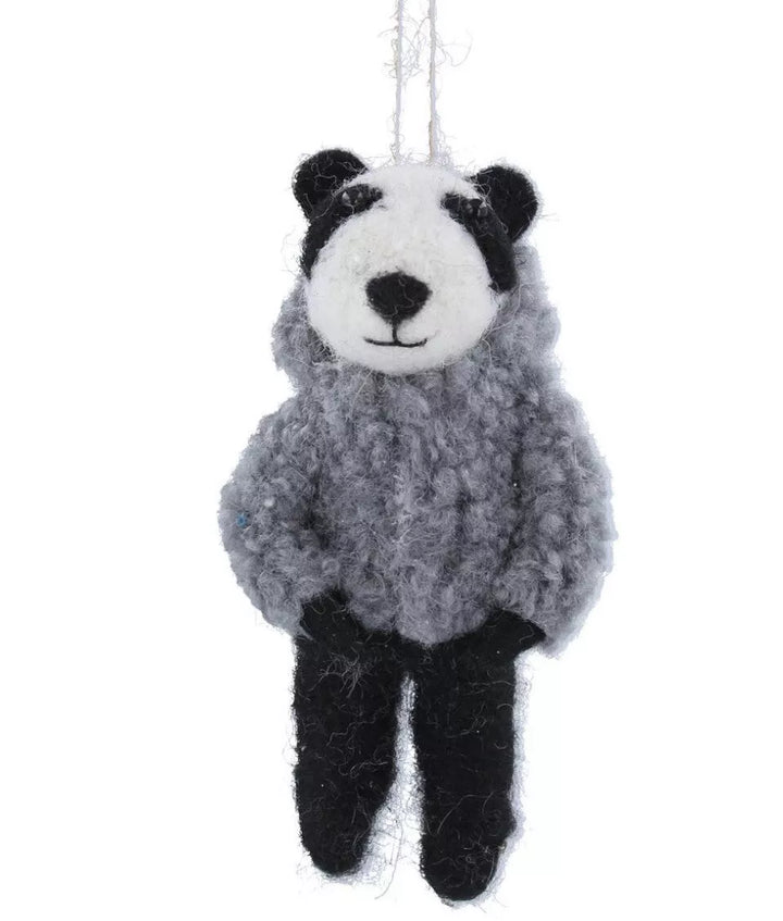 Badger With Grey Woolly Hoodie Decoration