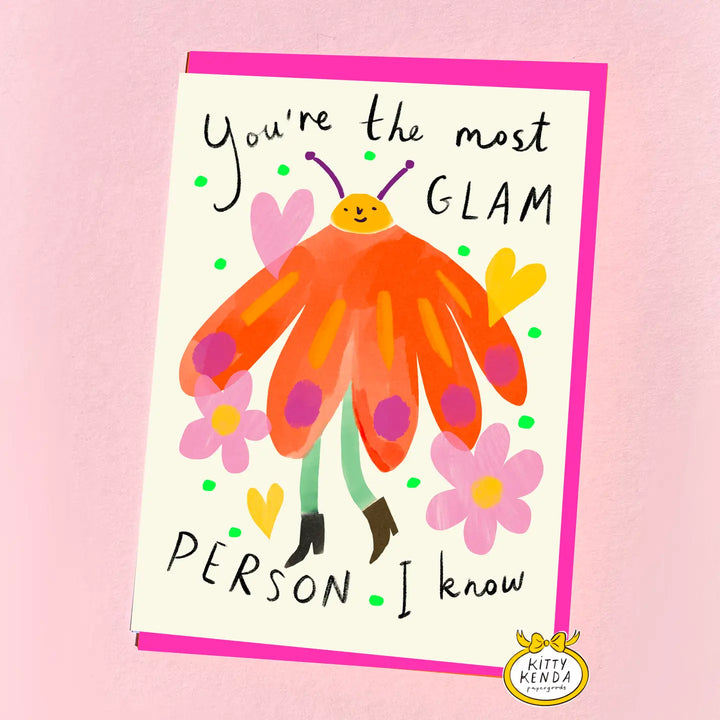 Glam Flower Person Greeting Card